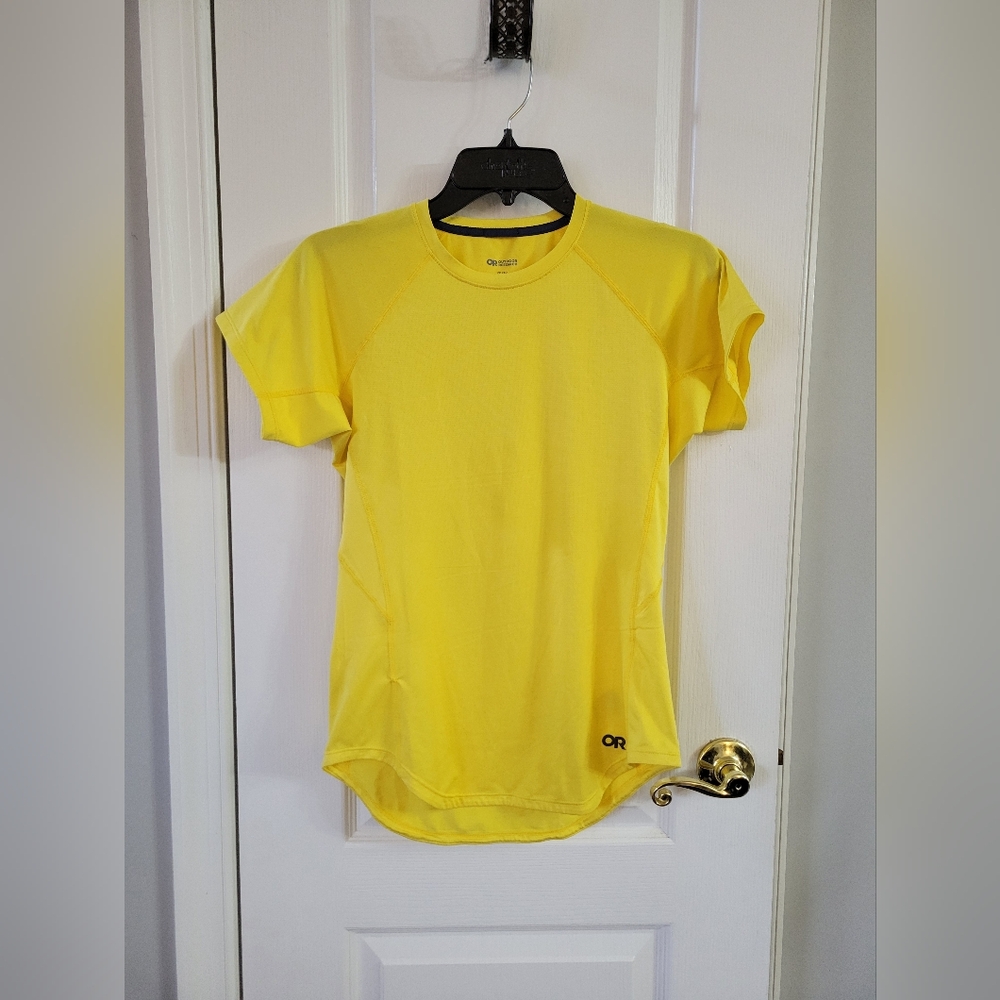 Outdoor Research Argon Short Sleeve Tee Lightweight Breathable Shirt XS Yellow